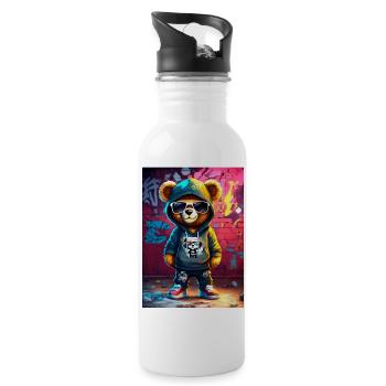 Ours en Peluche Urban Street - Gourde avec paille intégrée - blanc - Droite