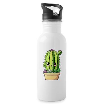 Cactus Mignon Kawaii - Gourde avec paille intégrée - blanc - Droite