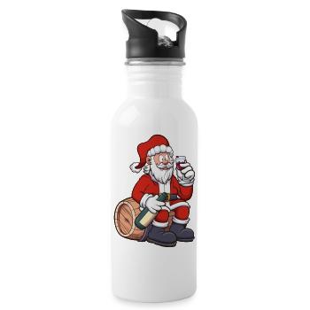 Santa Claus Drinking Wine - Water bottle with straw - white - Right