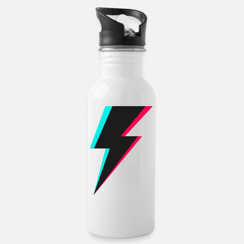 Blitz Logo - Trinkflasche mit integriertem Trinkhalm - Weiß