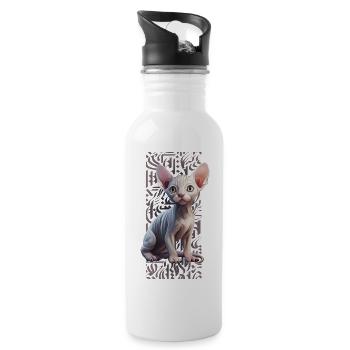 Sphynx Cat Calligraphitti - Trinkflasche mit integriertem Trinkhalm - Weiß - Rechts