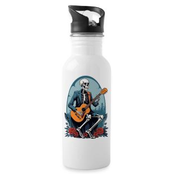 Squelette jouant de la guitare - Gourde avec paille intégrée - blanc - Droite