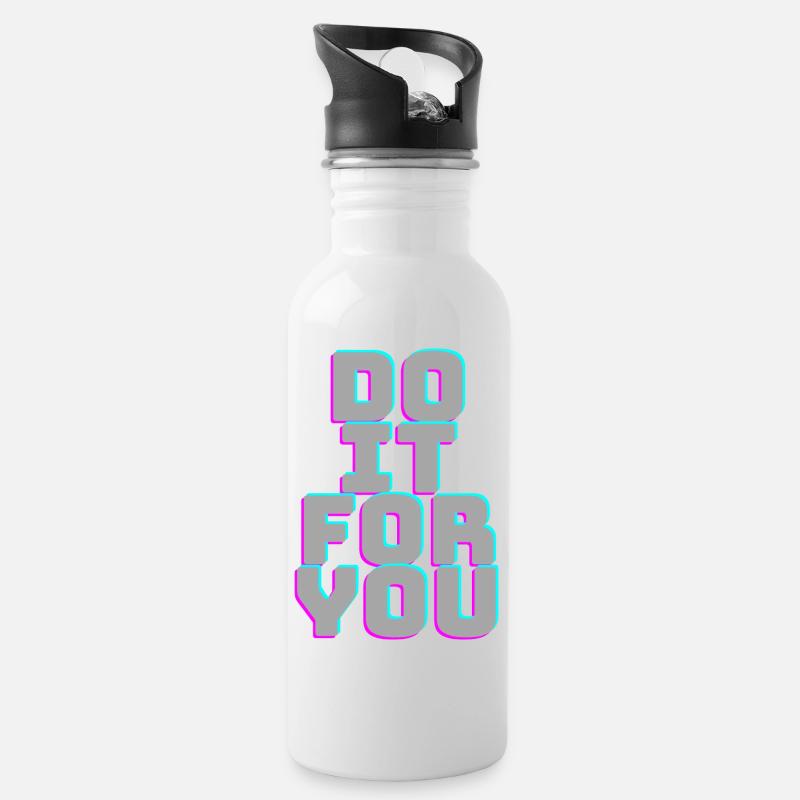 DoItForYou - Trinkflasche mit integriertem Trinkhalm - Weiß