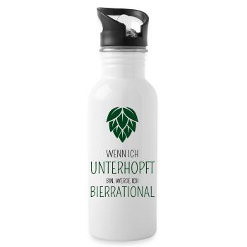 Wenn ich unterhopft bin werde ich bierrrational - Trinkflasche mit integriertem Trinkhalm - Weiß - Rechts
