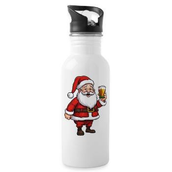 Santa Claus Beer Alcohol Cheers Mulled Wine Schnapps - Water bottle with straw - white - Right