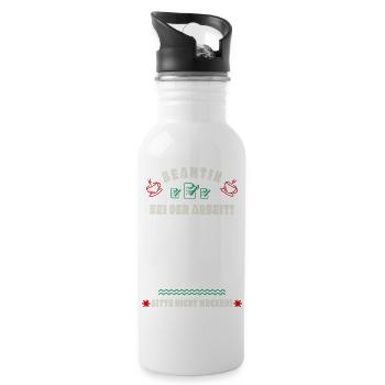 Schlafende Beamtin - Trinkflasche mit integriertem Trinkhalm - Weiß - Rechts