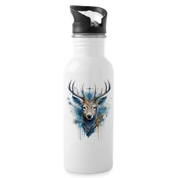deer, deer, antler, animal, nature, forest, wilderness, mountains - Water bottle with straw - white - Right