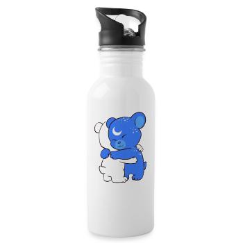 Freundlicher Bär - Trinkflasche mit integriertem Trinkhalm - Weiß - Rechts