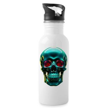 Green Skull - Water bottle with straw - white - Right