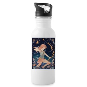 Sternzeichen Schütze - Trinkflasche mit integriertem Trinkhalm - Weiß - Rechts