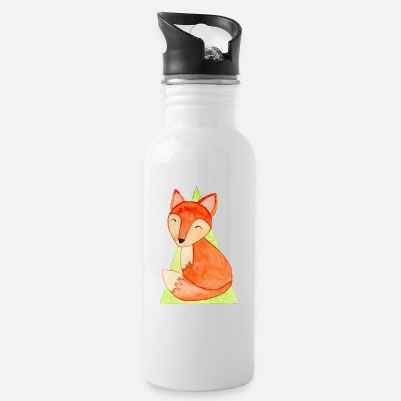 Süßer Fuchs - Trinkflasche mit integriertem Trinkhalm - Weiß