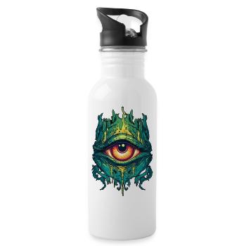 das dritte Auge - Mystischer Blick - Trinkflasche mit integriertem Trinkhalm - Weiß - Rechts
