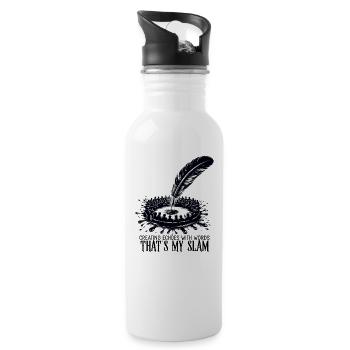 Poetry Slam Writer Poet Literature Slam Poetry Day - Water bottle with straw - white - Right