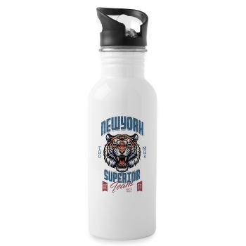 New York Tiger - Gourde avec paille intégrée - blanc - Droite