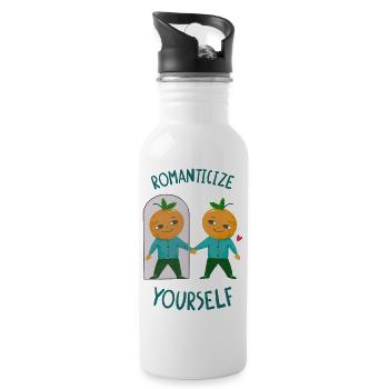 Mental health, self-love - Water bottle with straw - white - Right