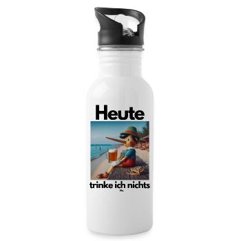 Malle Heute trinke ich - Trinkflasche mit integriertem Trinkhalm - Weiß - Rechts