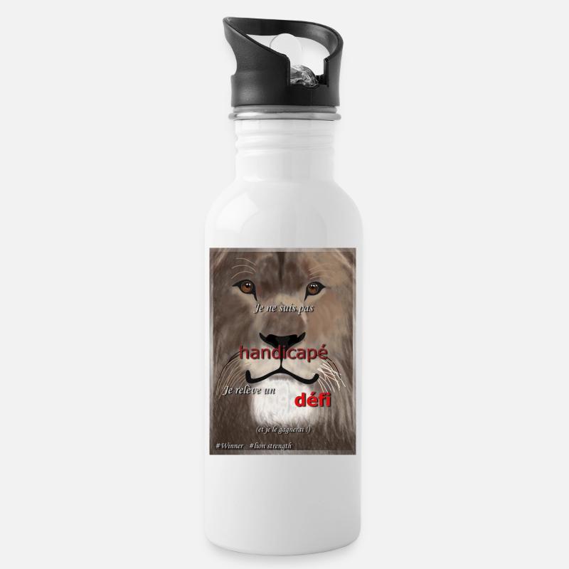 Behinderung - Trinkflasche mit integriertem Trinkhalm - Weiß