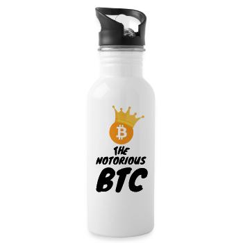 Krypto Notorious BTC 2 Bitcoin - Trinkflasche mit integriertem Trinkhalm - Weiß - Rechts