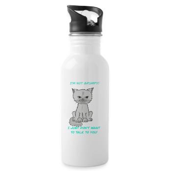 Bodenlose mürrische Katze - Trinkflasche mit integriertem Trinkhalm - Weiß - Rechts