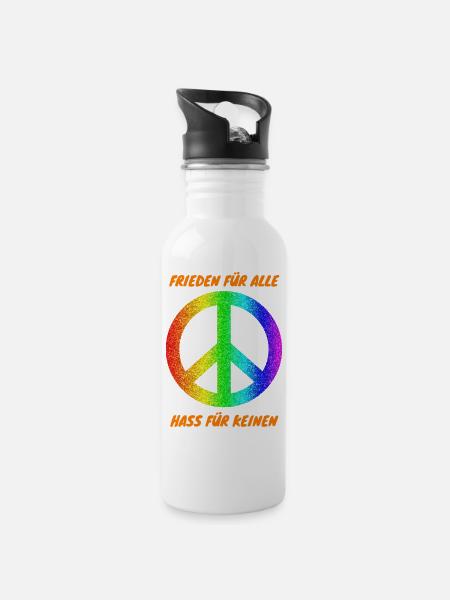 Demo Frieden für alle Hass für keinen 2 ANti AFD - Trinkflasche mit integriertem Trinkhalm - Weiß