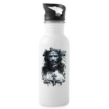 jesus bibel christliche religion christliches kreuz christlich - Trinkflasche mit integriertem Trinkhalm - Weiß - Rechts