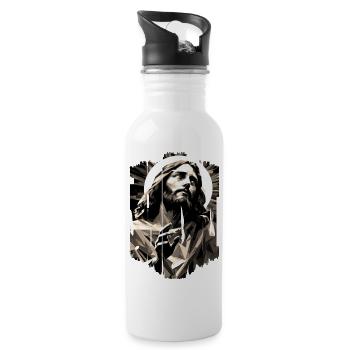 jesus bibel christliche religion christliches kreuz christlich - Trinkflasche mit integriertem Trinkhalm - Weiß - Rechts