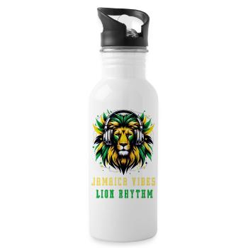 Design reggae avec un lion jamaïcain - Gourde avec paille intégrée - blanc - Droite