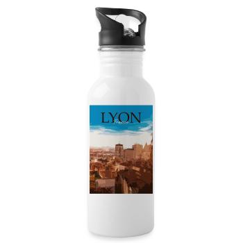 Lyon Stadtlandschaft Sonnenuntergang - Trinkflasche mit integriertem Trinkhalm - Weiß - Rechts