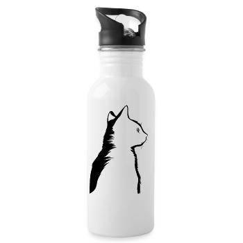 Chat, Motif De Chat - Gourde avec paille intégrée - blanc - Droite