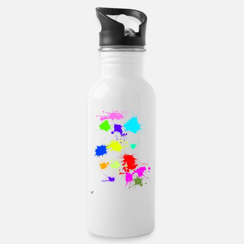 Flecken - Trinkflasche mit integriertem Trinkhalm - Weiß