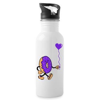 donut comic herz - Trinkflasche mit integriertem Trinkhalm - Weiß - Rechts