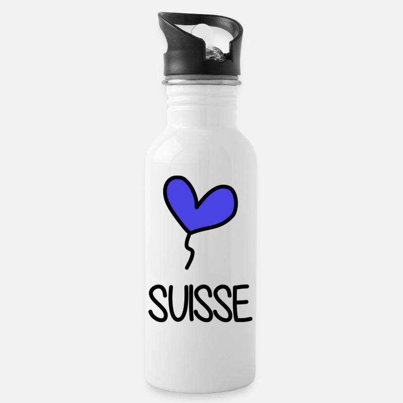 SUISSE - Gourde avec paille intégrée - blanc