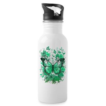 Schmetterling Insekt Schmetterling Natur Sommer bunte Kunst - Trinkflasche mit integriertem Trinkhalm - Weiß - Rechts