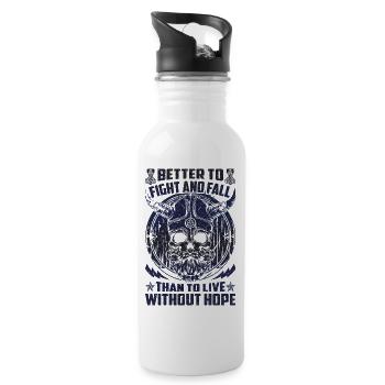 Nordic scandinavia retro viking mystical mythology - Water bottle with straw - white - Right