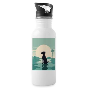 dog by the water - Water bottle with straw - white - Right