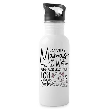 So viele Mamas Beste Mama Baby Muttertag Geschenk - Trinkflasche mit integriertem Trinkhalm - Weiß - Rechts