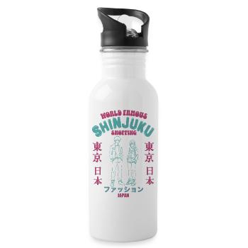 Quartier commerçant de Shinjuku de renommée mondiale - Gourde avec paille intégrée - blanc - Droite