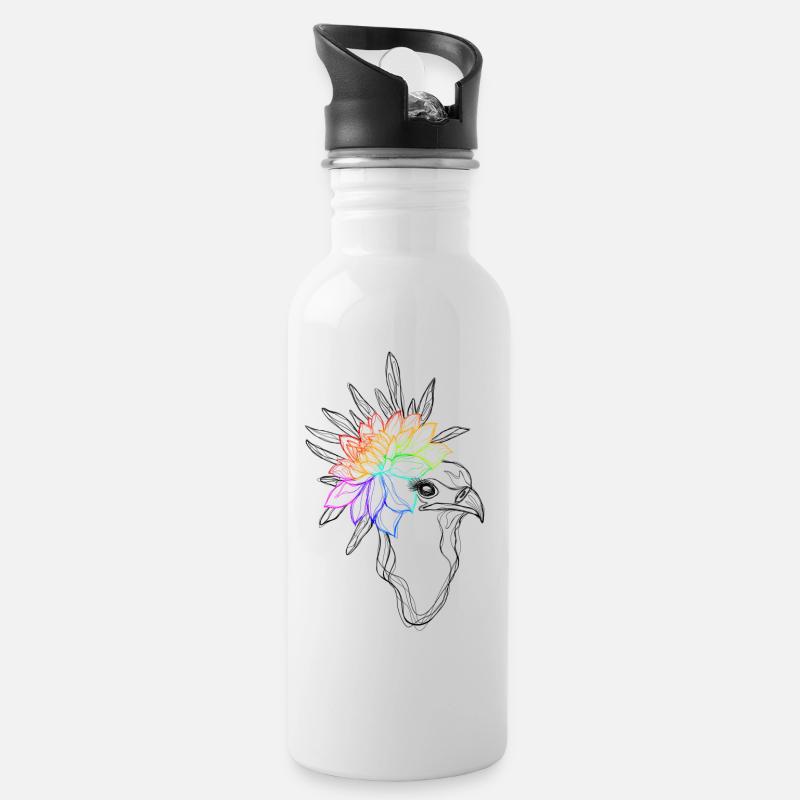 Pride Bird - Trinkflasche mit integriertem Trinkhalm - Weiß