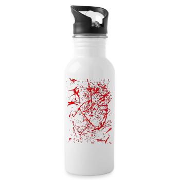 "Abstract 69" by Acryl Galerie & Design - Trinkflasche mit integriertem Trinkhalm - Weiß - Rechts