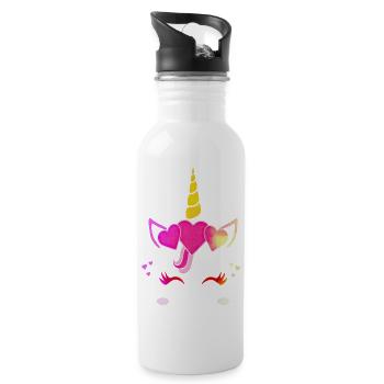 Einhorn süße Regenbogen lustige Einhörner magische Fantasie - Trinkflasche mit integriertem Trinkhalm - Weiß - Rechts