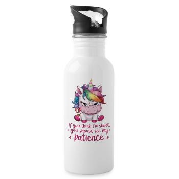 Süsses kleines Einhorn am Ende mit der Geduld - Trinkflasche mit integriertem Trinkhalm - Weiß - Rechts