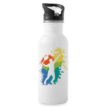 Schöne Tennis Grafik Design Geschenkidee - Trinkflasche mit integriertem Trinkhalm - Weiß - Rechts