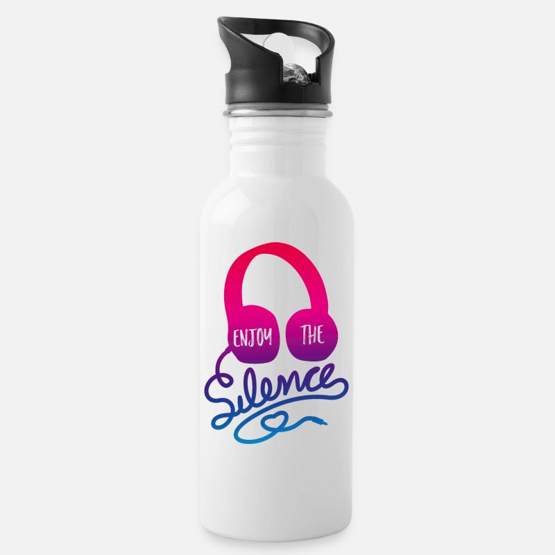 enjoy the silence - ME-Time genießen - Trinkflasche mit integriertem Trinkhalm - Weiß