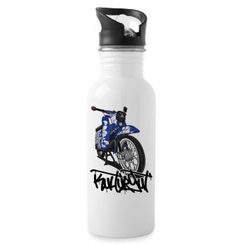 Schwalbe Tuning (blau) // Illustration - Trinkflasche mit integriertem Trinkhalm - Weiß - Rechts