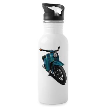 Schwalbe (türkis) // Illustration - Trinkflasche mit integriertem Trinkhalm - Weiß - Rechts