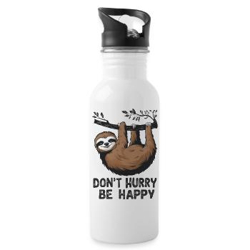 Don't Hurry Be Happy - Water bottle with straw - white - Right