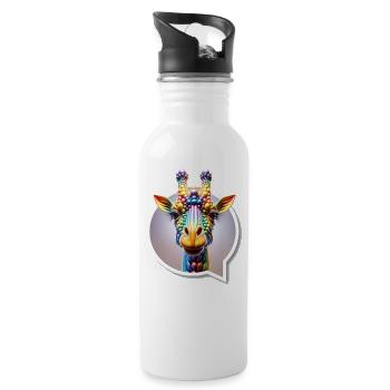 Giraffe diversity CSD rainbow 3D saying balloon - Water bottle with straw - white - Right