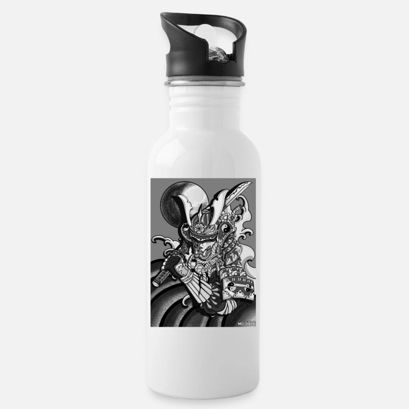 Half-Samurai - Trinkflasche mit integriertem Trinkhalm - Weiß