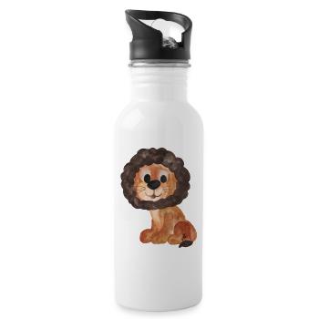 Fort comme un lion - Gourde avec paille intégrée - blanc - Droite