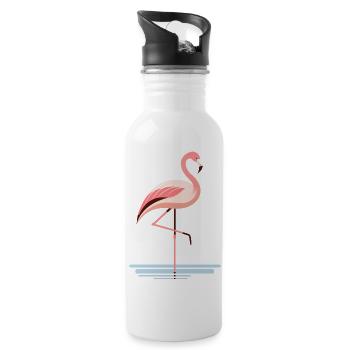 Flamingo in the water - Water bottle with straw - white - Right